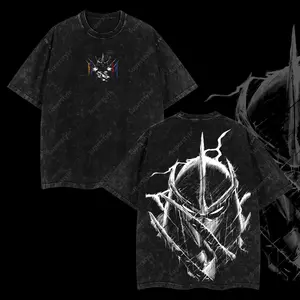 Superstyle Shredder - Turtles Ninja Edition Double Printed Oversize Lightweight Acid Washed Tee TV Series Graphic Design Top Cotton Streetwear Film Movies T-Shirt Clothes Menswear Womenswear