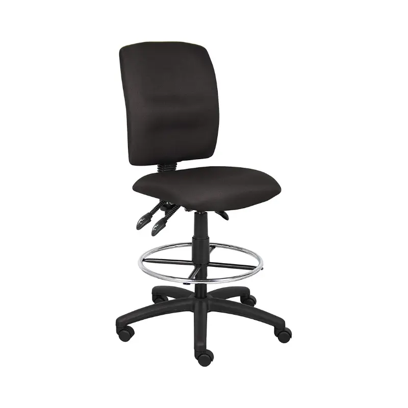 Nicer Furniture AP535F 4-in-1 Fully Adjustable Ergonomic Fabric Drafting Chair & Stool - 27x35.5 in Desktop Style, Without Arms, Foot Ring, Supportive Sitting, Good Posture, Commercial Grade Office Chair