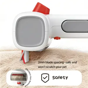2-in-1 Pet Hair Remover Comb - Dog Cat Deshedding Brush with One-Click Cleanup, Anti-Static Grooming Tool