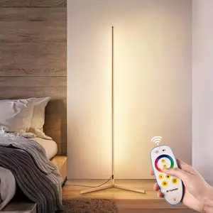 LED Floor Lamp, RGB Corner Lamp Works Smart Corner Light With 16 Million DIY Colors, Music Sync, Color Changing Standing Floor Lamp For Bedroom Living Room Gaming Room (Golden)