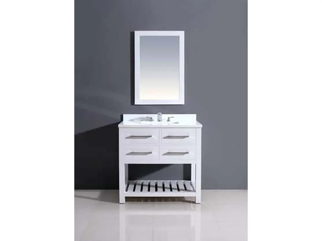 Dawn® AAM2230-000 Makeup Vanity, Ready-to-Install Freestanding Elegant Bathroom Makeup Vanity, 22W x 30H in Solid Wood Mirrored Frame, Pure White Indoor Furniture, Ready Install