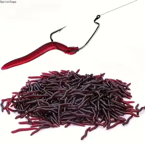 100 Realistic Earthworm Bait, Red Segmented Soft Bait, Suitable for Freshwater, Seawater, Perch, Mino, Trout, Catfish, Realistic Soil Earthworm, Ideal for Beginners and Professional Fishing Lovers, Durable Artificial Bait, Fishing Luya and Bait,summervibe