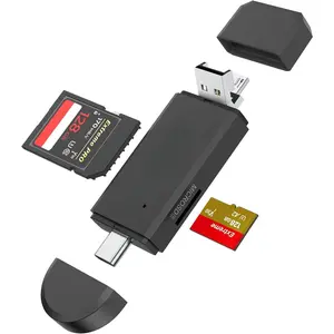3-in-1 SD Card Reader-Type-C/USB-A/ USB, Dual Slot Memory Card Reader for MacBook/PC/Android/Phone/Camera/Laptop/Galaxy/Chromebook,  SD Card Adapter Supports SD/SDHC/SDXC/MMC
