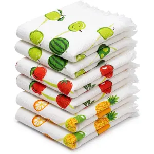 Fruit Kitchen Towels - Soft & Quick Dry, 16" x 24", Lint Free, Decorative, Versatile, Perfect as Fun Hand Towels, Fruit Theme (Set of 6-3 Unique Designs)