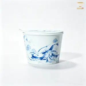 Hand-Painted Blue-and-White Shrimp & Crab Noodle Bowl C013