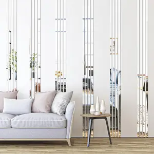 20 pcs  Acrylic self-Adhesive wall Mirror Sticker Sheet Strip Shape,Removable cuttable Mirror Frame Border Peel and Stick Stickers for Mirror decoration1.2 * 13.8 inch (Silver)