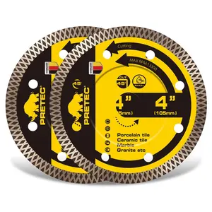 Diamond Saw Blades 4-1/2", 2 Pack Tile & Stone Cutting Blades for Angle Grinder, Porcelain Ceramic Granite Marble, 7/8"-20mm Arbor