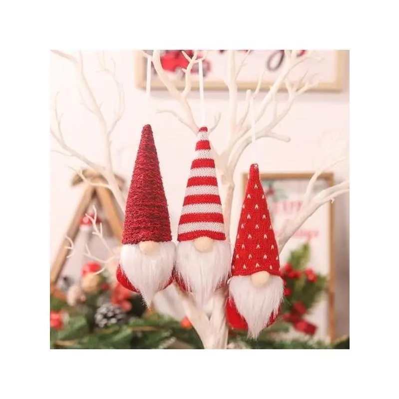 3pcs Classic Swedish Crafted Handmade Plush Santa Elves, Christmas Hanging Tree Ornaments, Home Holiday Decor