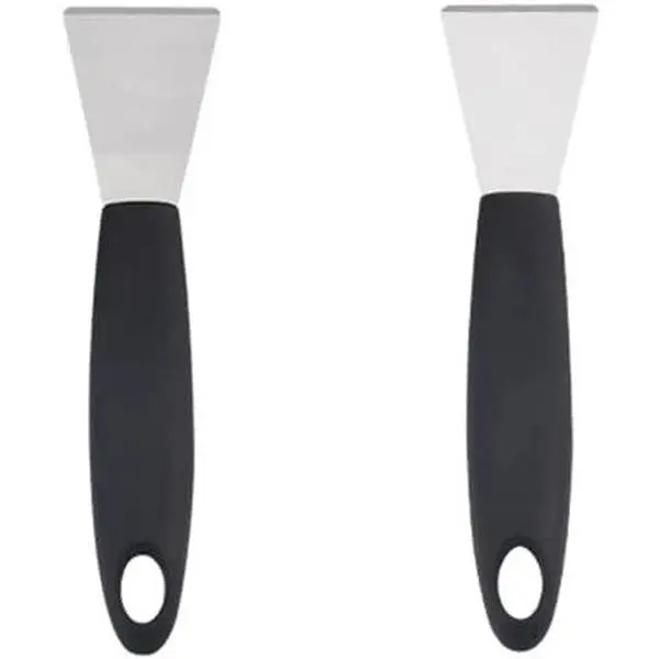 Stainless Steel Scraper Set - Thick, Ceramic & Plastic-Free, Straight + Bending Versions for Kitchen Cleaning (Oven, Induction Hob, Stoves) & Wallpaper Removal