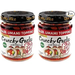 S&B Aceite de chile con ajo crujiente, 3.9 onzas ，paquete de 2