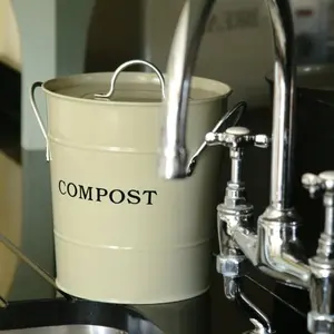 212 MAIN Exaco CPBS01 1-Gal 2-in-1 Indoor Compost Bin, Oatmeal, Cover with Lid Seal, Odor-Proof Kitchen Composting Tool