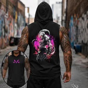 [Vtg90s] 90s Graphic Sleeveless Hooded Tank Tops Men Vest Streetwear Outfits Men Vacation Outfits Sleeveless Shirt