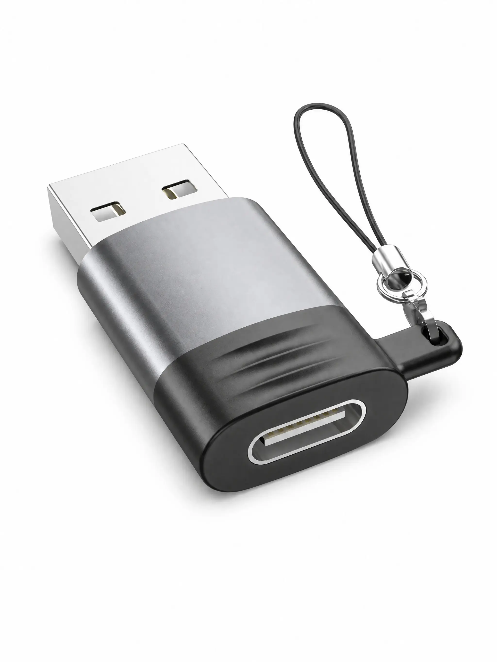 USB C Adapter, USB to Type C Adapter 480Mbps Data Transfer Fast Charging Metal Keychain Adapter for iPhone Samsung iPad Laptop