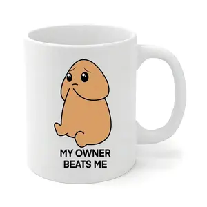 Humorous Sad Potato Mug Featuring Owner Abuse Theme Ceramic Coffee Cup