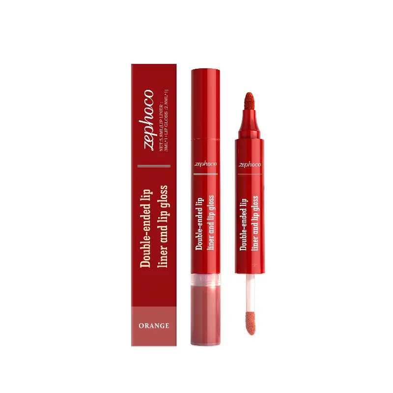 1-pack/2-pack Orange-Red 2-in-1 Lip Gloss Moist, smooth, and silky Easy to apply, daily plumping and moisturizing lip gloss