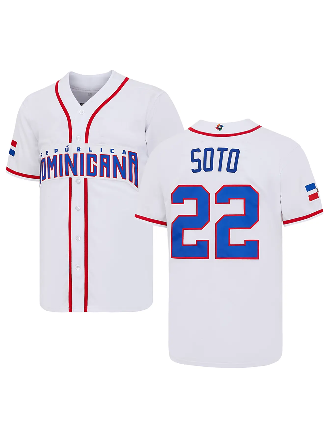Men's White Dominican #22 Juan Soto 2026 World Baseball Classic Jersey - Number Stitching, Number Print, Game Day Fan Gift for Sports Enthusiasts