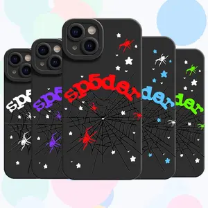 Stylish Dark Spider Web TPU Black Back Phone Case for iPhone 11 12 13 14 15 16 17 Pro Max Air & Samsung S21 S22 S23 S 24 S25 S26 Ultra Plus FE, Soft Full Coverage Anti-Drop Protective Cover, Creative Gift