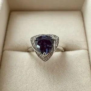 <PingEast Jewelry>3ct Natural Alexandrite Ring | 925 Sterling Silver
