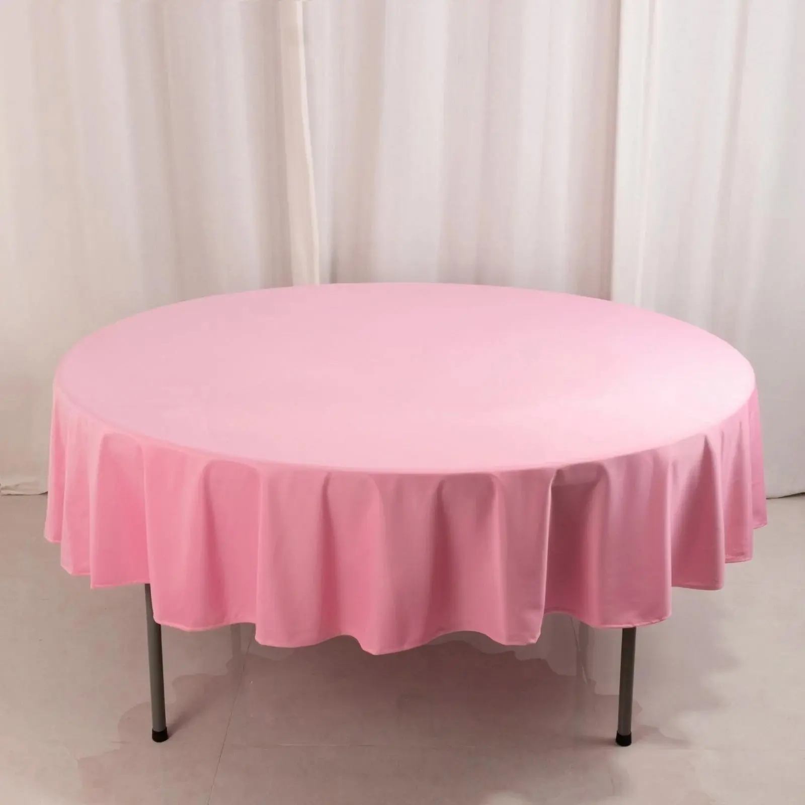 90" Pink Scuba Round Tablecloth - Wrinkle-Free, Machine Washable, Dryable Kitchen Table Cover with Easy Care, Ideal for Party Use