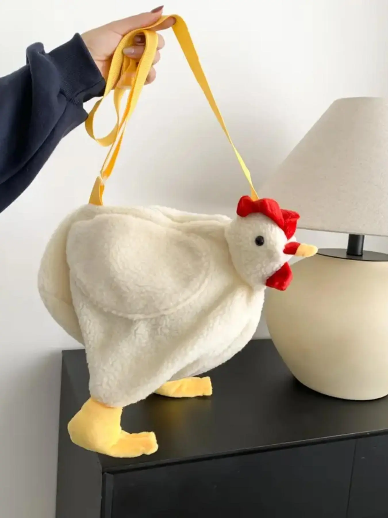 Cute Plush Animal Chicken Crossbody Bag, Fluffy Crossbody, Casual Handbag, Adjustable Shoulder Strap, Perfect Christmas Gift, Daily Use, Fashionable Crossbody Bag, Stylish Crossbody Bag