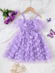 Elegant Summer Girls Dress, Fashionable Backless Design, Butterfly Embroidery Detail, Perfect for Daily Wear & Parties