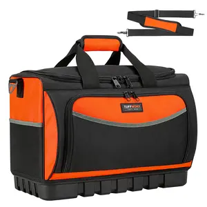 TUFFWORX Heavy Duty Tool Bag, Large Tool Bags 20inch, 18 Pockets, 19.6x 12.9x 11.8 inch, Heavy Duty 600D Fabric, Black and Orange