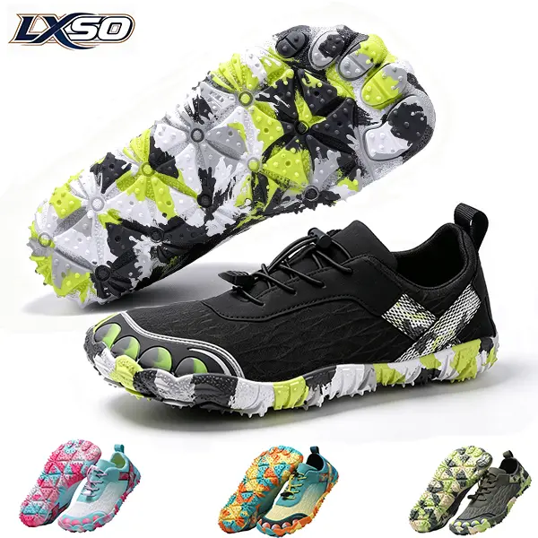 Lxso Unisex Grounded Barefoot Shoes, Wide Toe Box Non-Slip Quick-Drying Water Footwear with Rubber Sole for Hiking, Trail Running, Beach, Surfing and Kayaking