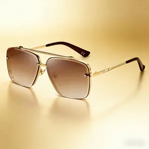 Polarized Rimless Sunglasses for Women, UV400 Protection, Tangle Free Aviator-Style, Large Retro Square Unisex Design, Durable Metal Full Rim PC Frame, Soft Silicone Nose Pads, Wrap-Around Nighttime Fuse Lenses, Stylish Fashion Eyewear