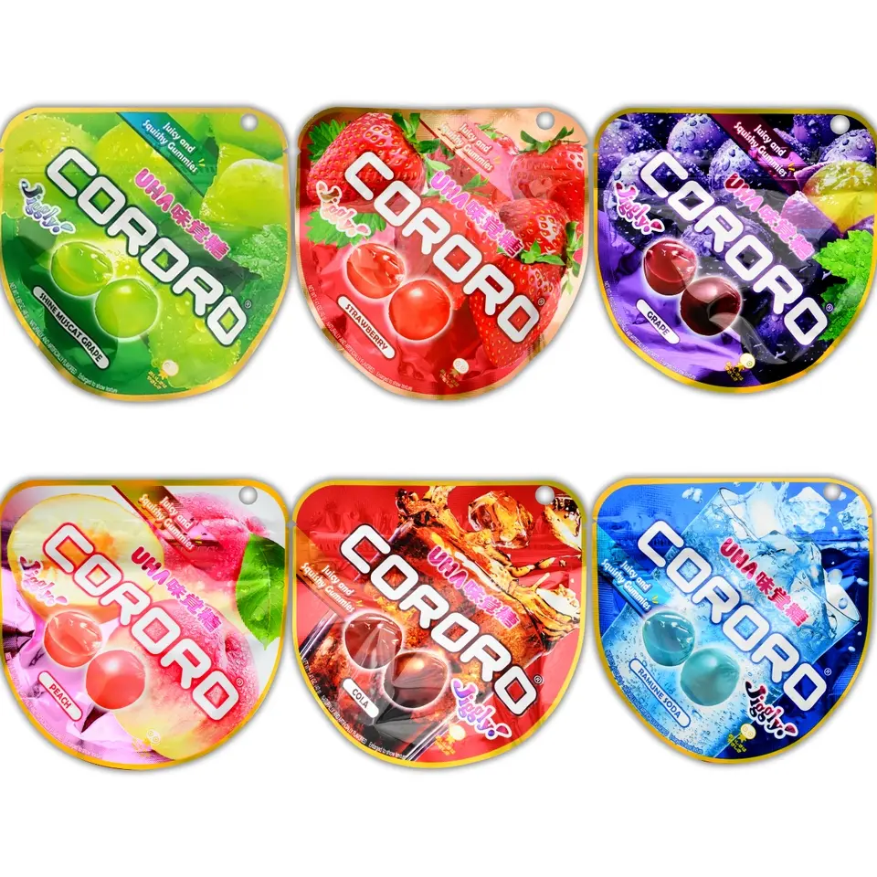 UHA Mikakuto Cororo Ambient Fruit Jelly-Filled Sweet Gummy Mix Snacks - Juicy Real Juice, Soft Texture, Assorted Flavors (Grape, Muscat, Strawberry, Peach, Cola, Ramune) UHA Mikakuto Cororo Ambient Fruit Jelly-Filled Sweet Gummy Mix Snacks - Juicy Real Juice, Soft Texture, Assorted Flavors (Grape, Muscat, Strawberry, Peach, Cola, Ramune)