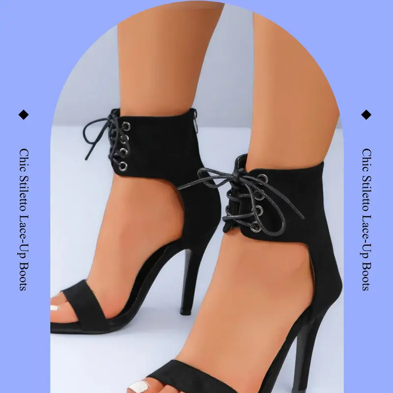 Women's Solid Color Lace Up Stiletto Heeled Sandals, Fashionable Open Toe High Heel Sandals for Party, Daily Clothing Decor for Women & Girls, Casual Trendy Sandals, Fancy Sandals, Elegant Sandal, Dressy Sandals