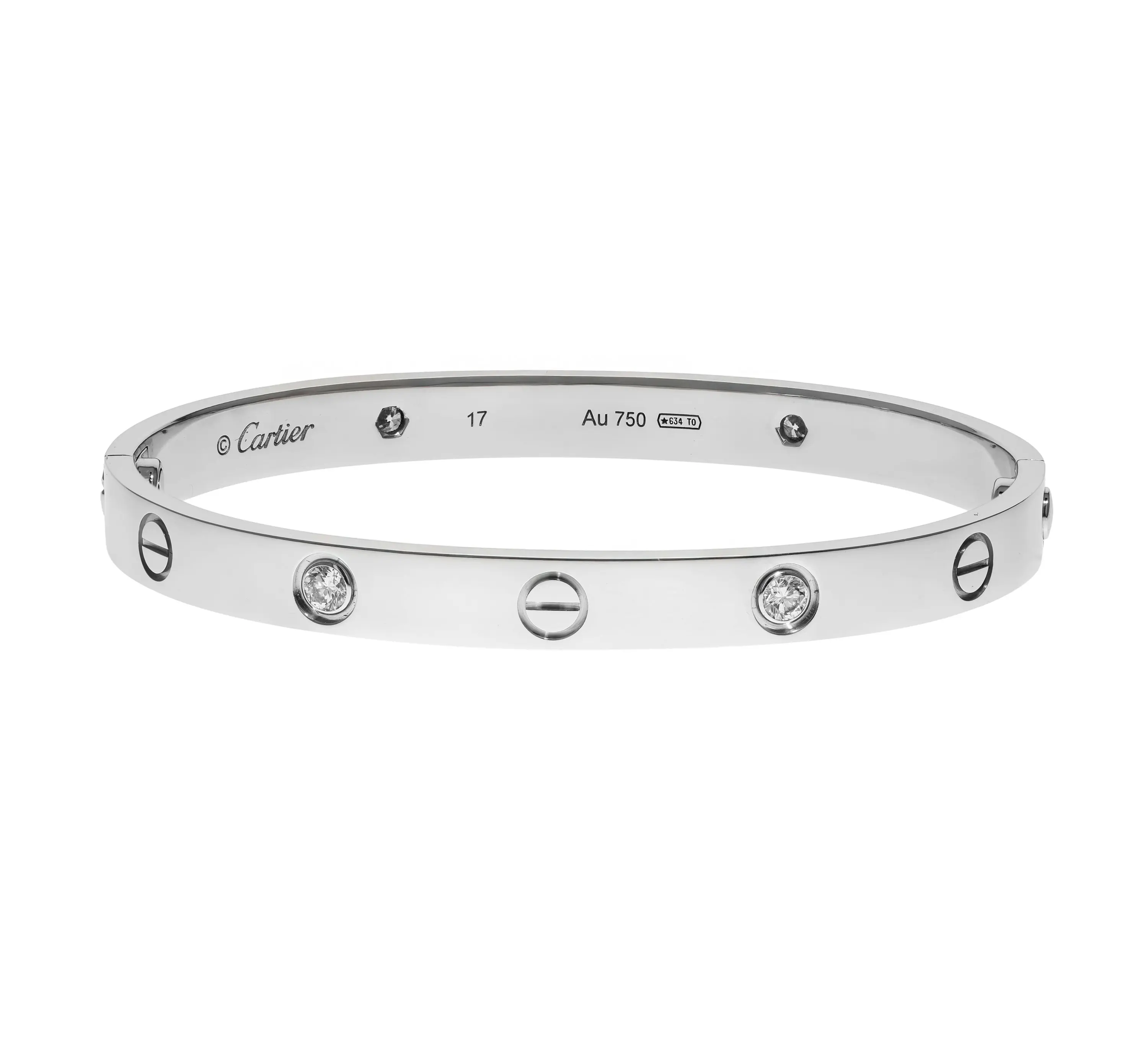 Pre-owned Cartier Love Bangle Bracelet Size 17