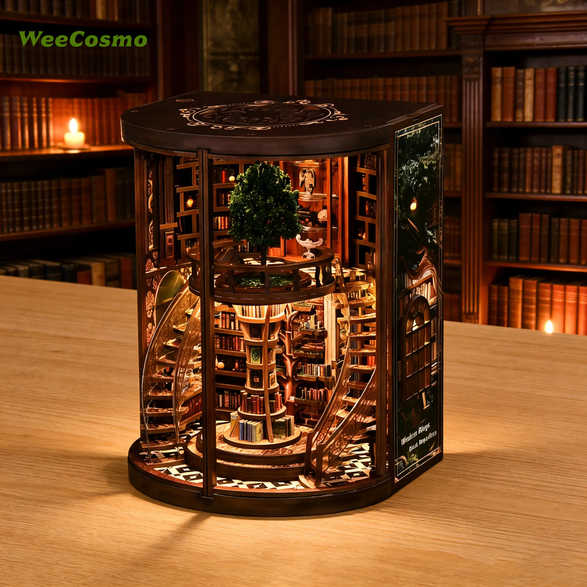 Wisdom Rings Book Repository Wooden Book NOOK DIY Model Kit - Hand-Assembled 3D Puzzle, Vintage Renaissance-Victorian Style, Adult Building Toy, Wooden Shelf Decor, Handmade Gifts, Room & House Decor, Collectibles, US Shipping Handicraft