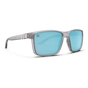 Blenders Mesa Crossing Alaska Sunglasses – Polarized Blue Mirrored Lenses, Matte Crystal Grey-to-Clear Fade Frame, 100% UV Protection, Medium-Large Fit