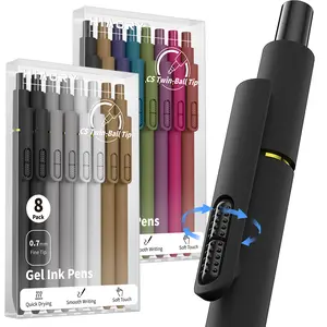 Hiacry 8 Pcs Gel Pens - 0.7mm Fine Point Smooth Writing Black Ink, Quick-Dry Long Lasting Fidge Pens, School & Office Supplies for Men Women