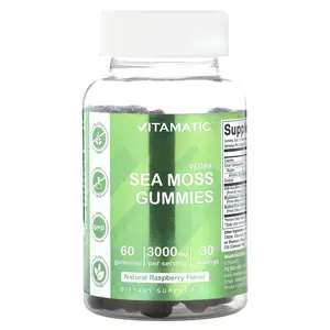 Vitamatic Vegan Sea Moss Gummies, Natural Raspberry, 60 Gummies