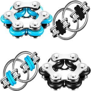 Bike Chain Fidget Toys Set - Six Roller Chain & Key Flippy Chain Novelty Stress Relief Toys for Pressure Relief Autism ADHD  ADD easter toy