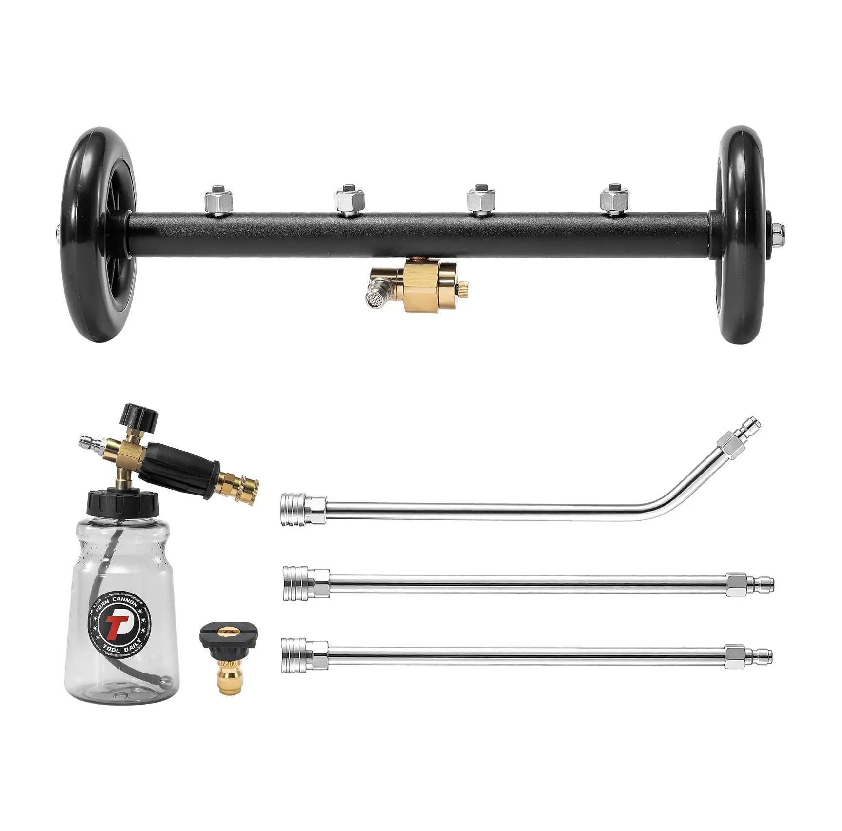 Tool Daily Undercarriage Pressure Washer 16 Inch, Dual-Function Undercarriage Cleaner with 1-Liter Foam Cannon,with 3 Pieces Extension Wand,3600 PSI