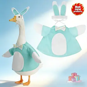 23" Easter Porch Goose Outfit Set - Bodysuit & Bunny Ear Headband | Easter Party Favors Patio Yard Lawn Decor Goose statue not included