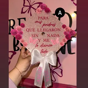 Pink Theme Graduation Cap Toppers