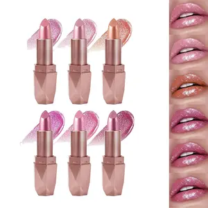 Pearlescent Lipstick with Hydrating Gloss Finish, Shiny Lip Glaze Makeup for Smooth Soft Lips, Suitable for Daily Wear and Evening Events