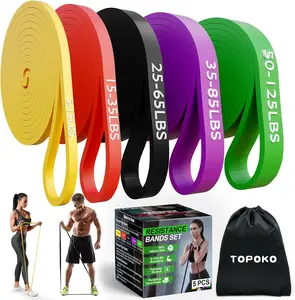 Resistance Bands Set of 5 – Pull Up Assistance Bands for Men & Women, Heavy Duty Workout Bands for Exercise, Strength Training, Stretching, Physical Therapy, Home & Gym
