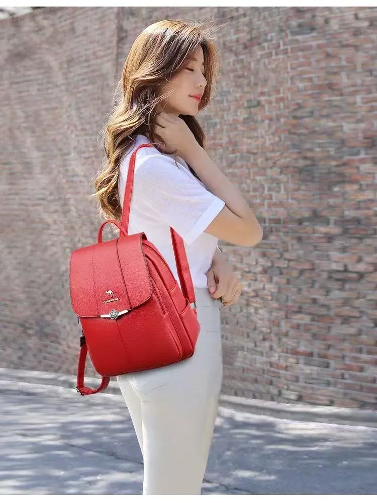Women’s Versatile Casual Versatile Leather Backpack, Shoulder bag, Handbag
