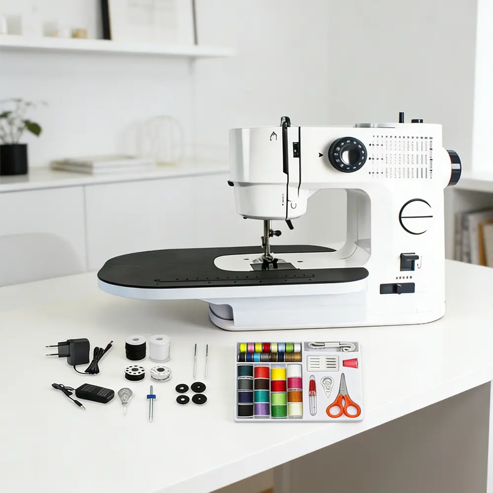 39-Stitch Kit Mini Electric Sewing Machine, Heavy Duty & Overlock with Extension Table, For Home Decor & Curtains, Perfect for Beginners & Modern Women