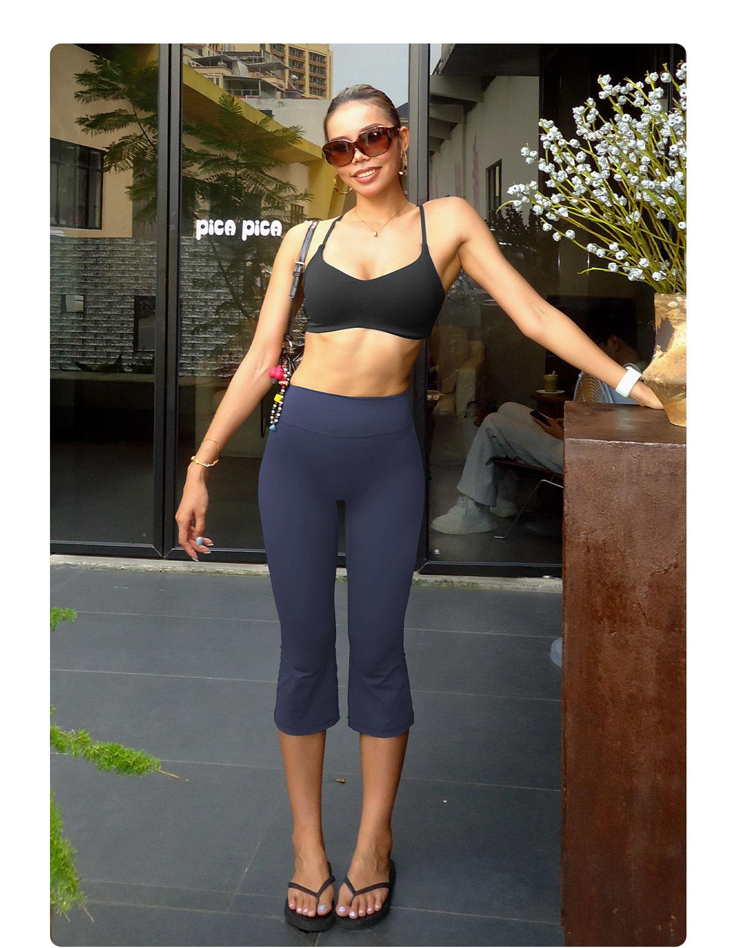YEOREO Womens Cropped Flare Capri Leggings High Waisted Hidden Scrunch Yoga Pants Buttery Soft Athletic Lounge Pants sohochic