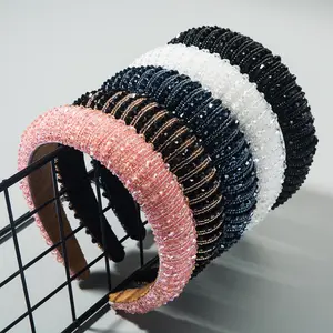 Handwoven Crystal Hair Bands From Europe And America, Women's Baroque Sponge Thickened Headband, Simple Hair Accessories