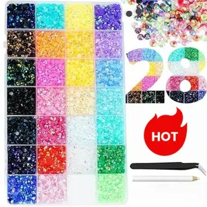 One box of resin drills, for handcrafting, multi-color 3mm non-stick flat-backed gemstones, brilliant crystals, suitable for DIY projects such as making clothes, water bottles, mugs, shoes, fabric decorations, and nail art, etc.
