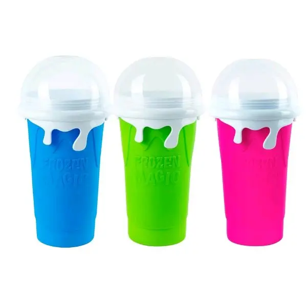 Ergonomic Magic Slushy Maker Cup - Reusable Durable Compact Size Frozen Dessert Container Lolly & Ice Cream Moulds, DIY Cooling Squeeze Cup, Colorful Lolly & Ice Cream Moulds, Fast US Shipping