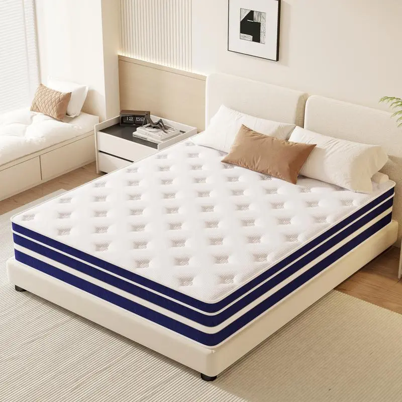 High Quality Queen Hybrid Mattress (10-14 in) - Memory Foam & Pocket Coil, Pressure Relief, Back & Lumbar Support, Motion Isolation, Soft Comfort, Mattress in a Box 2.0, High Quality Mattress