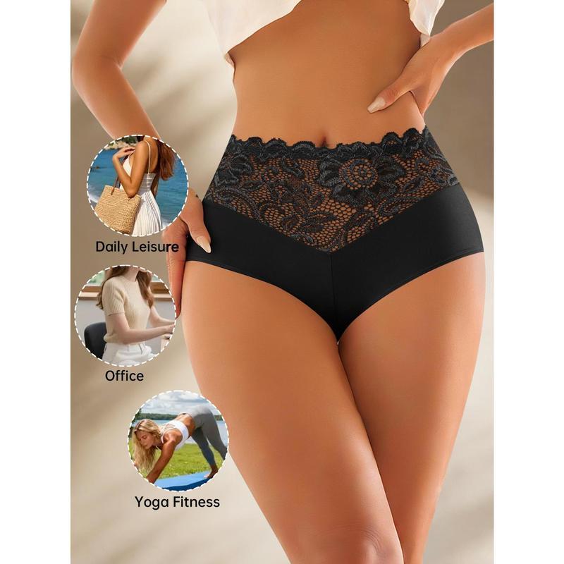 QUASTI 5PCS Low-rise Lace Patchwork Thong Briefs Exquisite Sexy Seamless Breathable Bikini Boxer Panties Comfortable Skin-friendly Delicate Lady Basic Underwear S-XXL