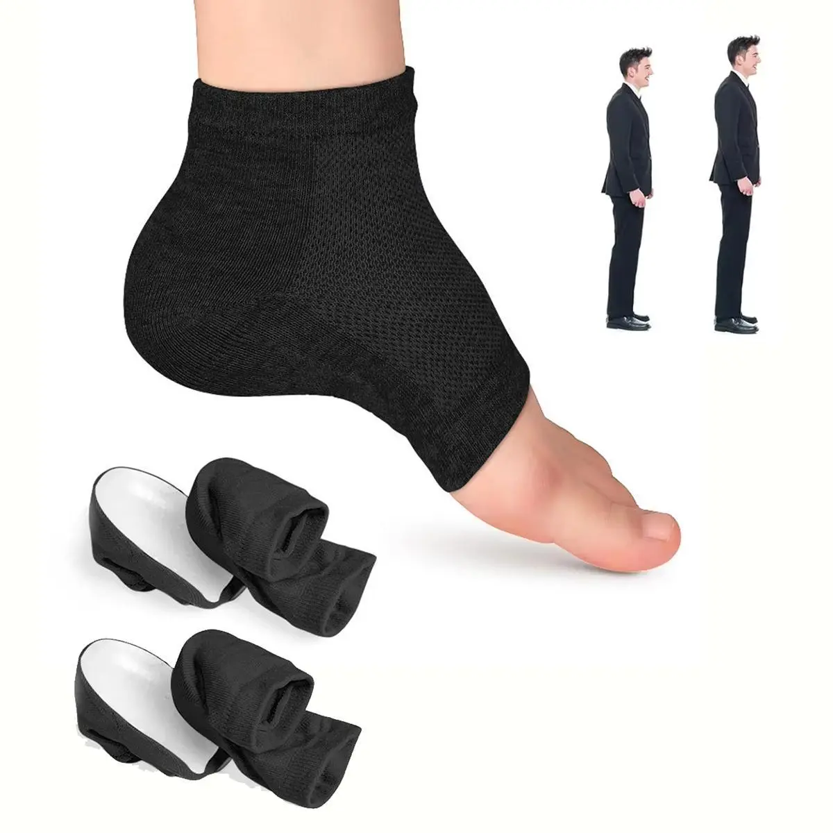 Premium 2.5/3.5cm Invisible Height Boosting Socks & Insoles Set - Includes Cushioned Heel Pads & Low-Profile Elevation Insoles for Men/Women (Discreet Comfort & Instant Height Gain) Footwear Shoe Shoe Protector